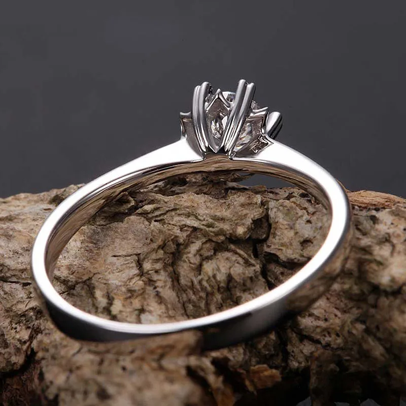 925 Настоящее серебро 925 пробы круглая огранка 0.5ct Сердце 6 зубец муасанит соларит кольцо твердое кольцо обручальное кольцо ювелирные изделия для женщин