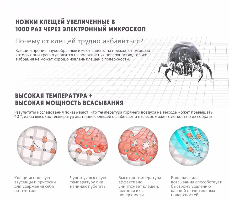 Пылесос от клещей PUPPYOO WP606, со склада в России, стерилизация уф-излучением, профессиональный анти клещевой пылесос