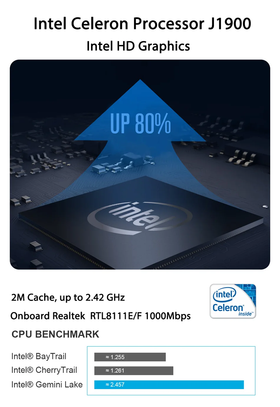 Безвентиляторный мини-ПК, настольный компьютер, Intel Celeron quad core J1900, Windows 10/Ubuntu, [HUNSN BH06L],(COM/VGA/HD/LAN/6USB2. 0/2USB3. 0