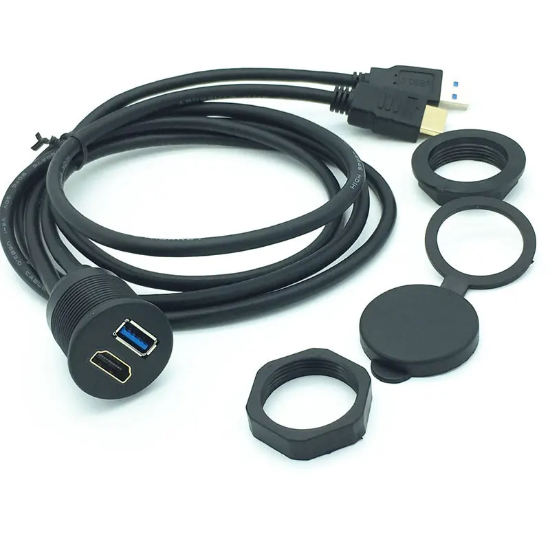Автомобильная лодка тире заподлицо USB 3 0 мужчина к женскому + HDMI свинцовый