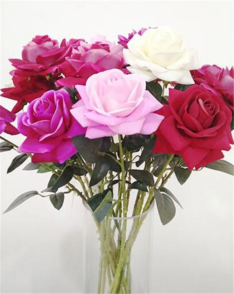 100 шт. искусственные вельветовые розы для свадебной вечеринки|velvet roses|single stem rosestem