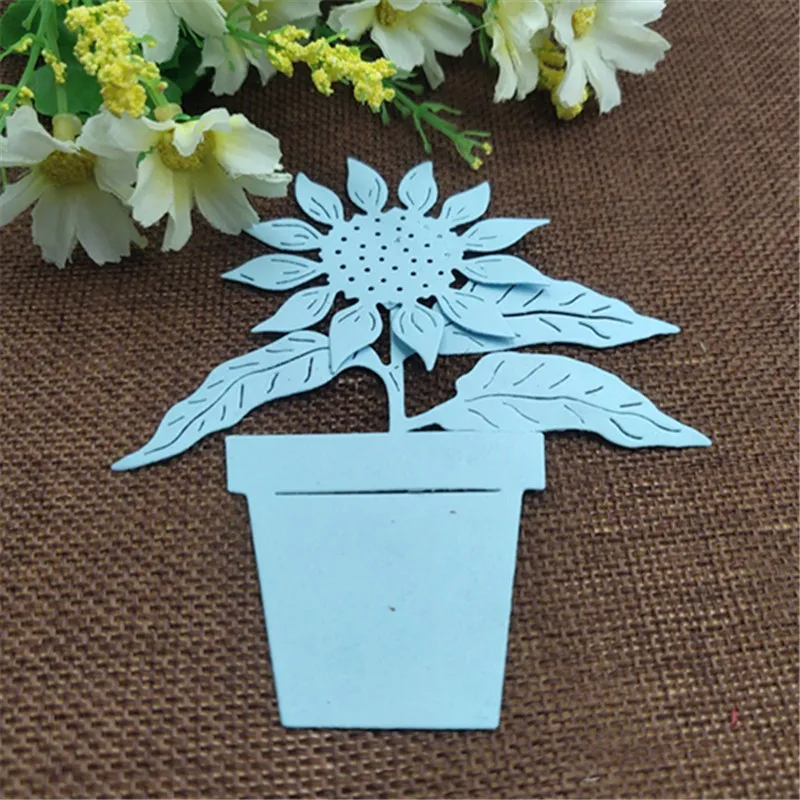 Металлические штампы в виде подсолнухов цветов горшков скрапбукинга