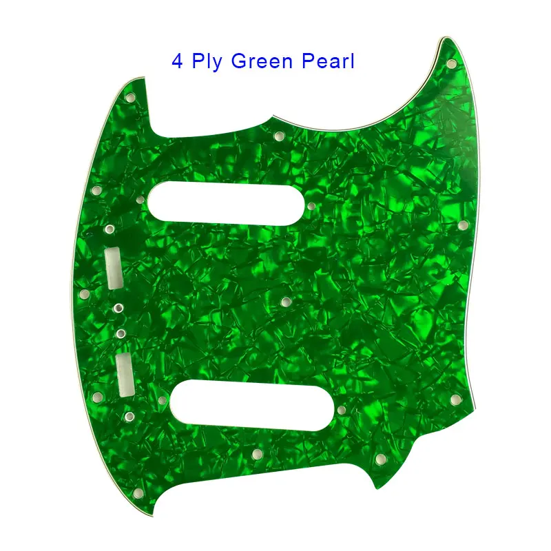 4 ply green pearl Pleroo Гитары части Палочки гвардии, украшенное мозаикой из драгоценных камней, 12 Шурупы Для fender Американский Мустанг Гитары Палочки гвардии лучшее качество Гитары ra защитная пластина - Цвет: 4 ply green pearl