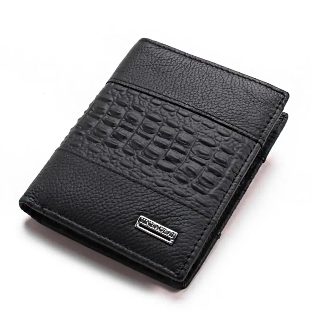black1 JINBAOLAI мужские кошельки с крокодиловым узором, коровья кожа, черные короткие мужские кошельки, держатель для карт, высококачественный брендовый мужской кошелек - Цвет: black1