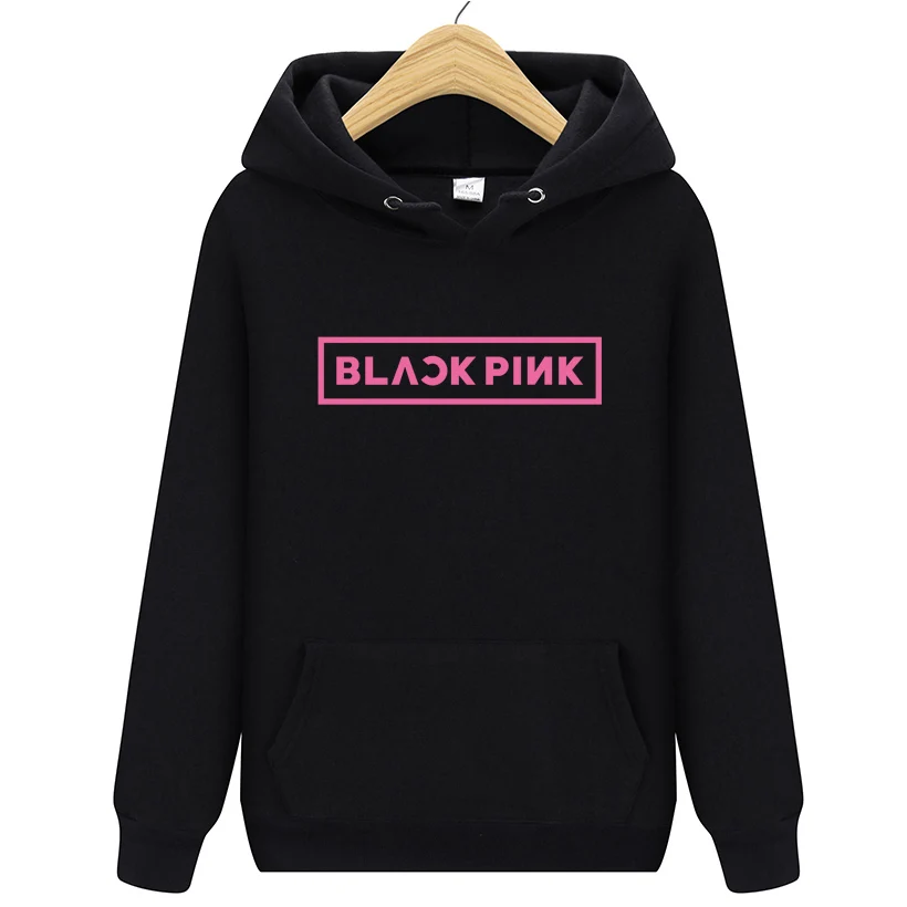 Black XUANSHOW BLACKPINK альбом женские толстовки Толстовка с принтом Повседневный Топ осень длинный рукав толстовка кофты Moletom - Цвет: Black