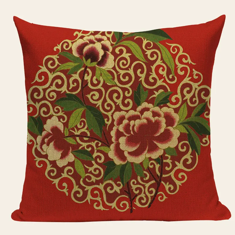 Винтаж деревенский декоративные Cushioncovers красочные подушки с принтом в китайском стиле Стиль льняная Подушка Чехол Диван Seat Обложка домашний декор на заказ - Цвет: 3634 1