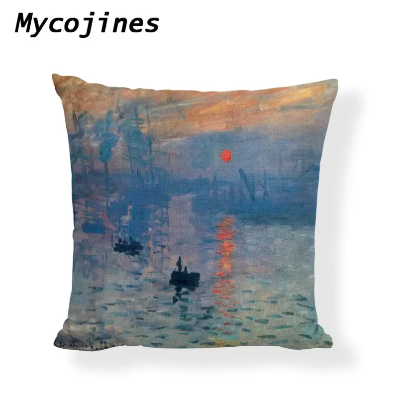 Наволочка для подушки Monet Sunrise Impression, синяя водяная Лилия, декоративная наволочка, художественная, выставочная, для дома, дивана, наволочки