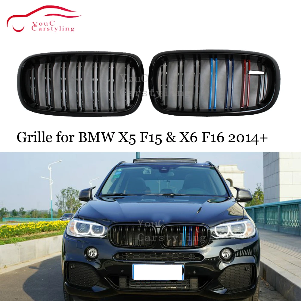 Глянцевая черная M цветная Передняя ножная решетка для BMW X5 F15 & X6 F16 5 дверный SUV ABS