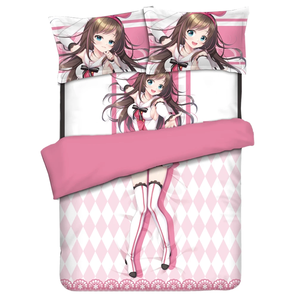 

Anime YouTuber A.I. Channel A.I Games Bedding Sets AI Kizuna AI Cosplay Pink Comforter Set Bed Flat Sheet Quilt Cover Pillowcase