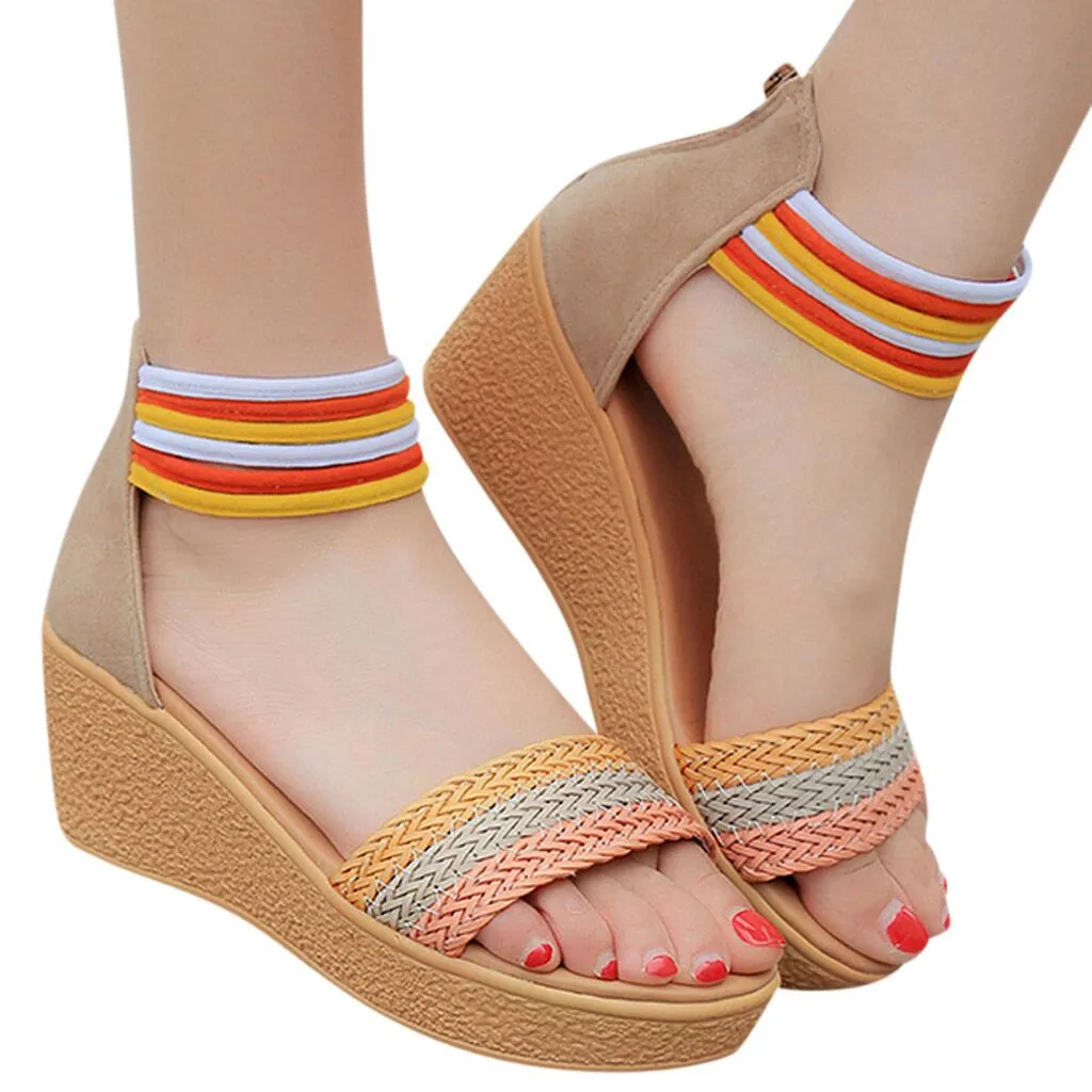 Женские разноцветные плетеные босоножки SAGACE модные повседневные цвета хаки на