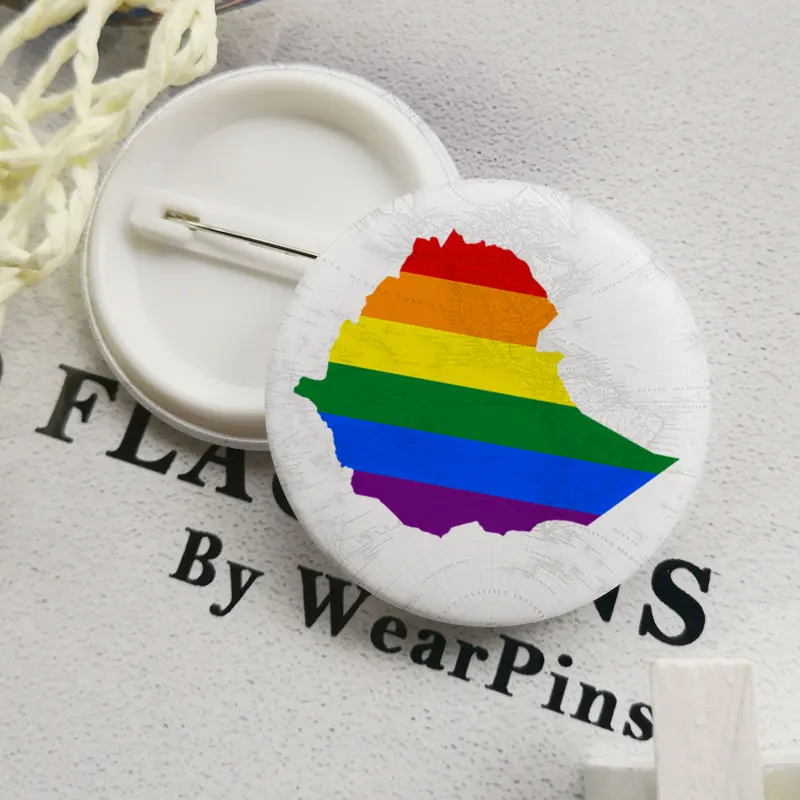 Наклейки с флагом Эфиопии жестяные булавки ЛГБТ | Украшения и аксессуары