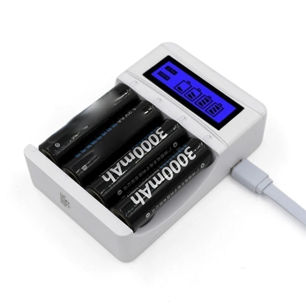 USB 4 слота светодиодный дисплей зарядное устройство AA/AAA Универсальный