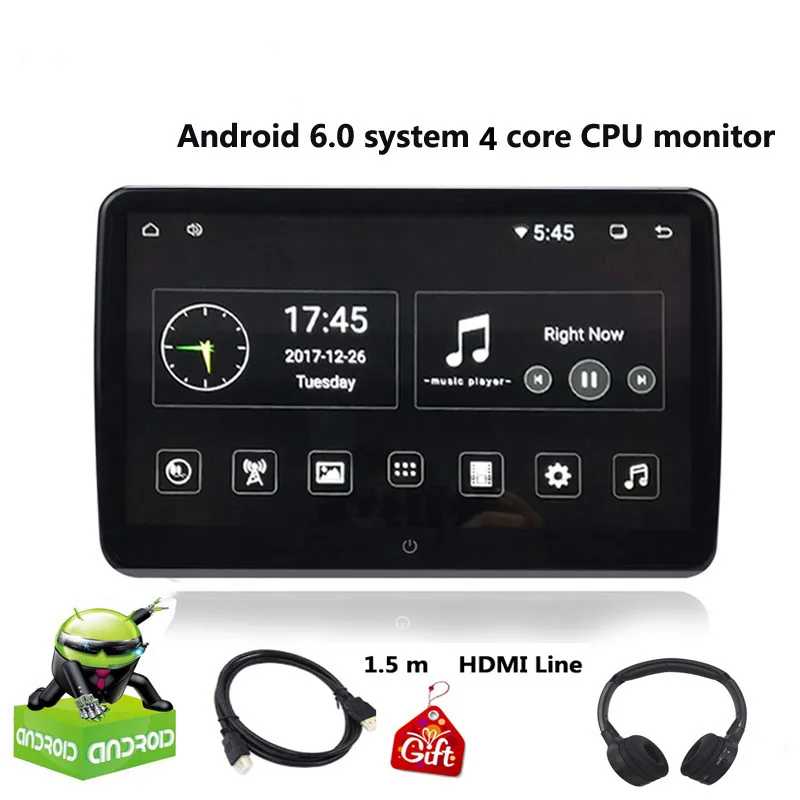 1 monitor 1 headset Cemicen 10,6 дюймов Android 6,0 Автомобильный подголовник монитор 1920*1080 HD 1080P видео ips сенсорный экран wifi USB/SD/HDMI/IR/Bluetooth/FM - Цвет: 1 monitor 1 headset