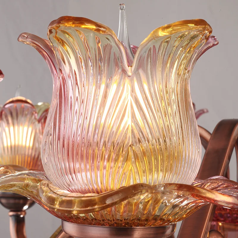 SOLFART красная бронзовая цветная люстра ручной работы стеклянный цветочный