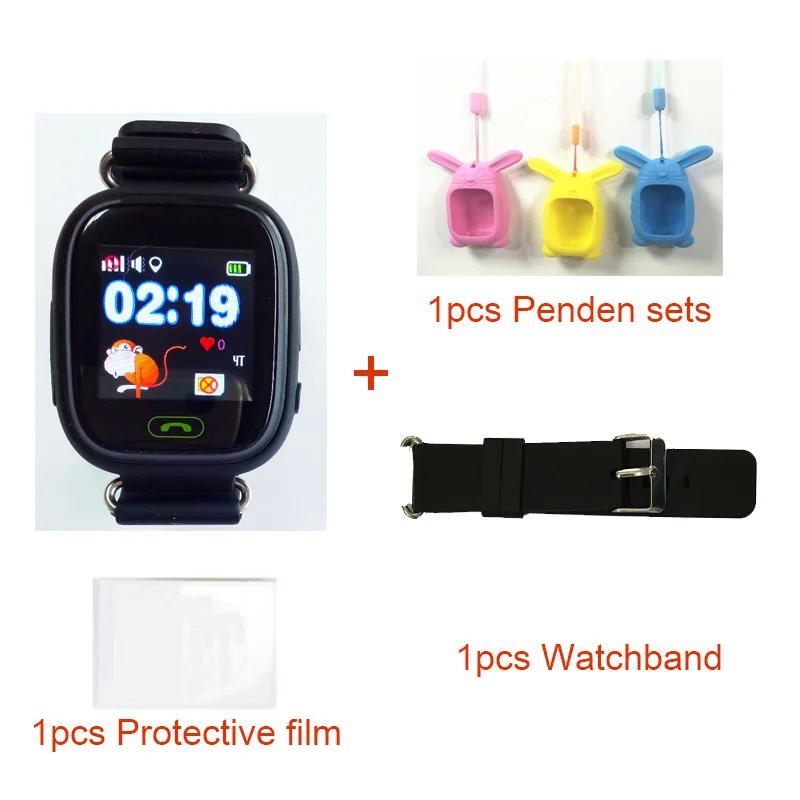 Black whole set Q90 gps умные часы для детей умные наручные часы 1,22 дюймов цветной сенсорный экран wifi SOS Вызов Смарт часы PK Q80 Q50 Q60 - Цвет: Black whole set