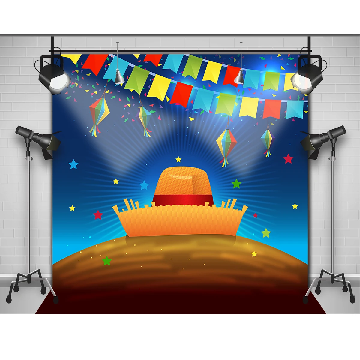 Allenjoy фотографический фон флаг фонарь свет соломенная шляпа ребенок с днем