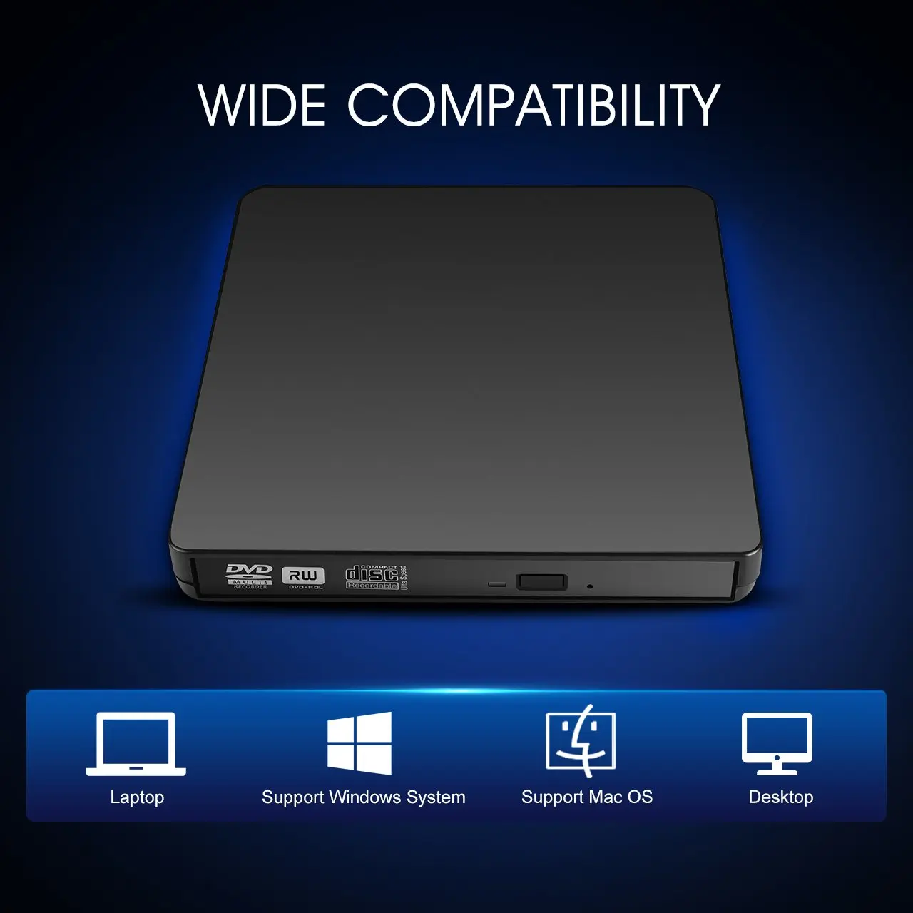 YiYaYo внешний CD привод USB 2,0 DVD RW горелки Писатель Оптический привод CD rom плеер для Windows 7/8/10/XP/Mac OS ноутбука
