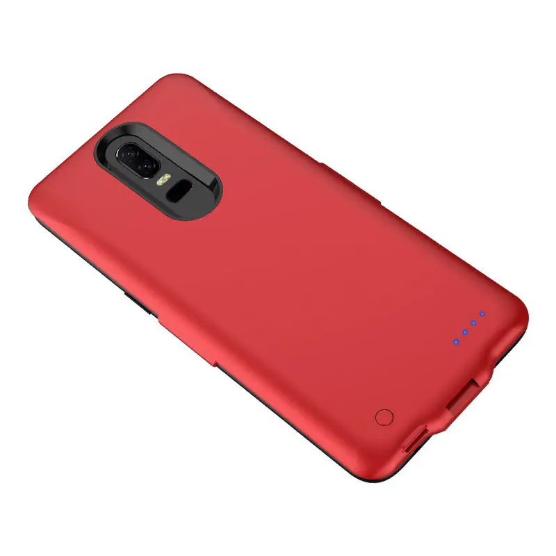 Тонкий чехол для зарядки аккумулятора 5000 мА/ч для Oneplus 6, чехол для батареи, тонкий внешний аккумулятор, резервная Противоударная задняя крышка для зарядки - Цвет: Красный