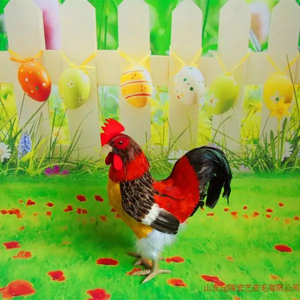 Игрушка-Петух среднего размера из полиэтилена и меха красивая модель петуха