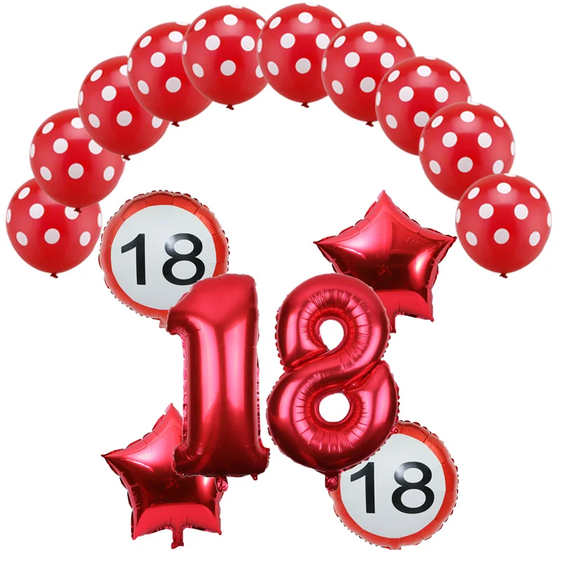 16 шт./компл. 32 дюймов номер 18 30 40 50 60th Юбилей день воздушный шар globos cumpleaños infantiles