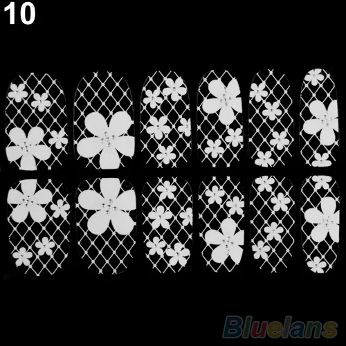 15 листов Новый 3D Кружева Кристалл ногтей Книги по искусству советы Стикеры