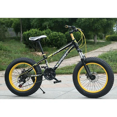 KUBEEN Снежный велосипед MTB 2" 7 21 24 27 скорость двойной диск горный Fat велосипедная Подвеска стальная рама 4" Шины алюминиевые колеса 20 кг - Цвет: black yellow 3