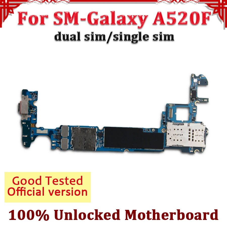 Разборка с двумя sim-картами/одной sim-картами для samsung Galaxy A5 A520F 32 Гб материнская плата с полным чипом
