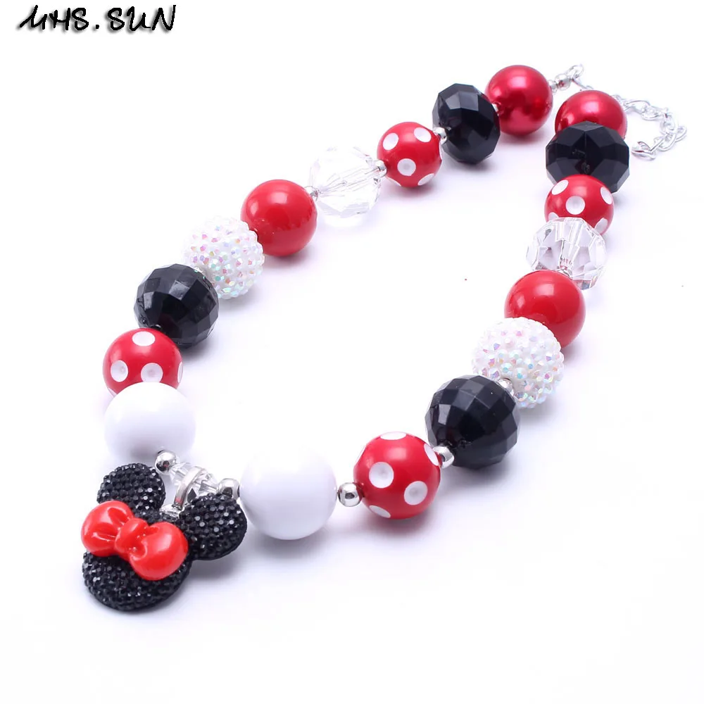 2PCS Necklace MHS. SUN Милая Подвеска для детей Bubblegum массивное ожерелье из бисера для девочек детский набор украшений массивная Детская повязка на голову ожерелье и браслет - Окраска металла: 2PCS Necklace