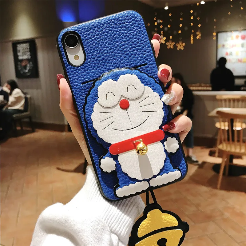 3d милый брендовый чехол для телефона Doraemon girl для Iphone X 11 pro Xs Max Xr 10 8 7 6 6s Plus, роскошный чехол из искусственной кожи