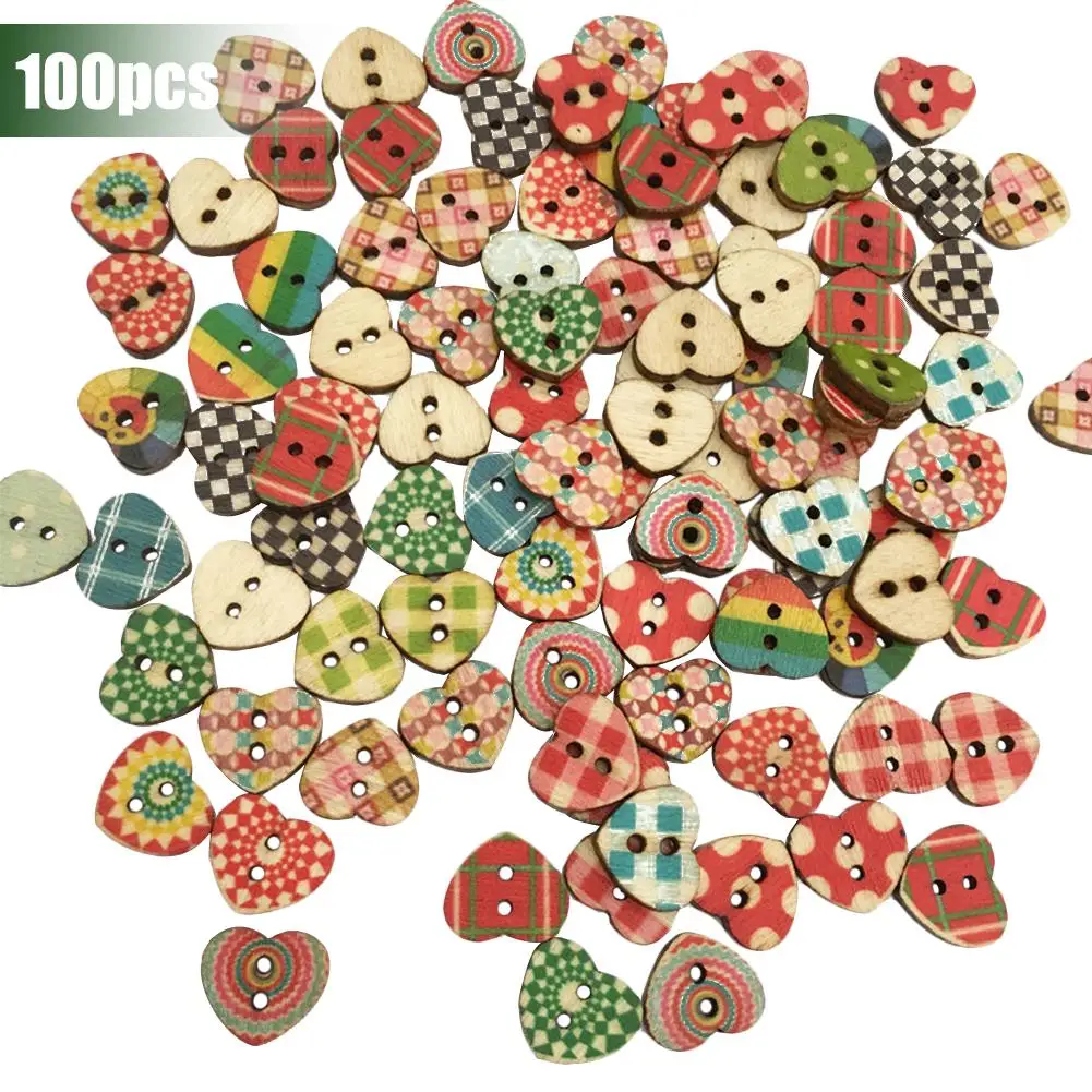 100 шт DIY ассорти дизайн деревянные пуговицы для скрапбукинга поделки DIY Детские аксессуары для шитья одежды пуговицы украшения