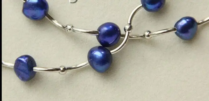 FREE SHIPPING&gt&gt&gt Beautiful wholesale 17&quot 2 piece 9mm Baroque navy blue Freshwater pearls necklace | Украшения и