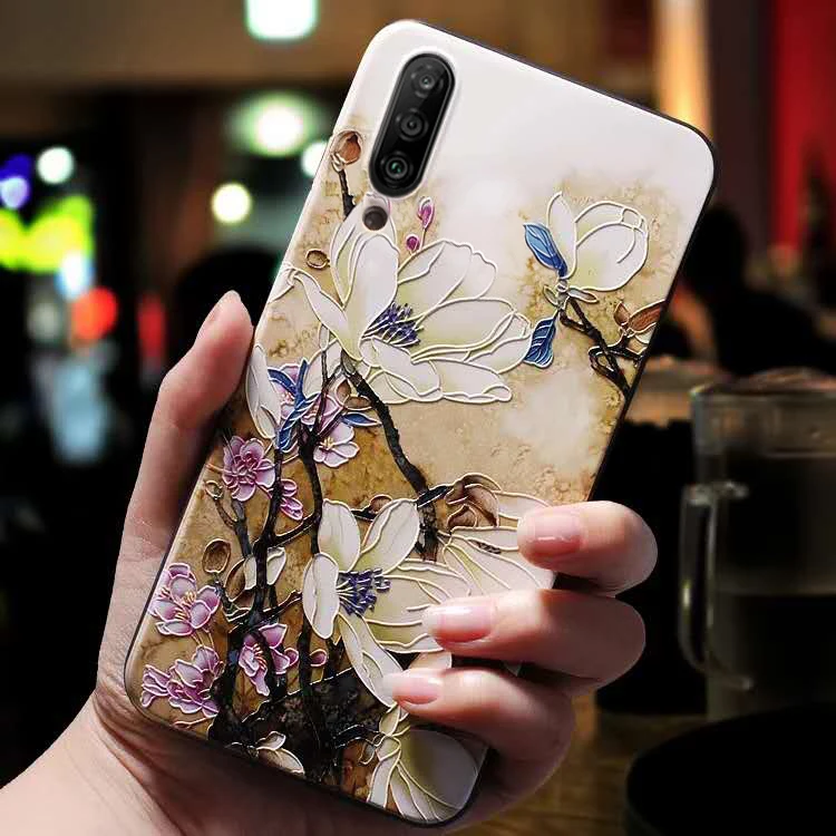 Чехол для Samsung A70 чехол Galaxy силиконовый с милыми синими и красными цветами розы 360