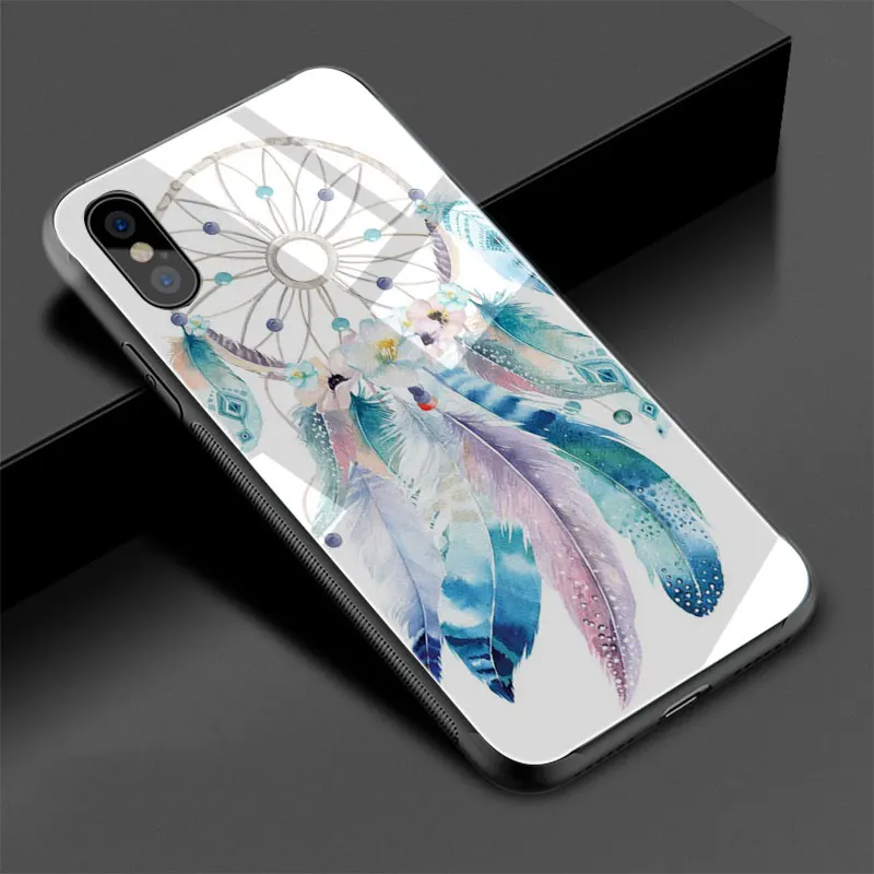 Разноцветный ретро-чехол с изображением Ловца снов из закаленного стекла для