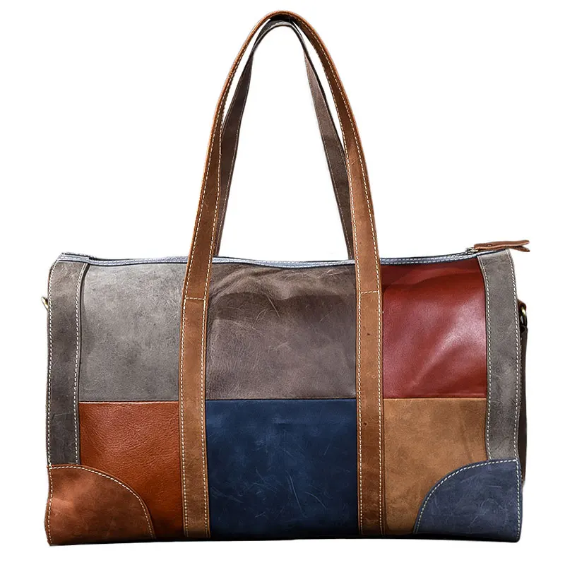 Вещевая сумка из натуральной кожи в стиле милитари дорожная потертой для