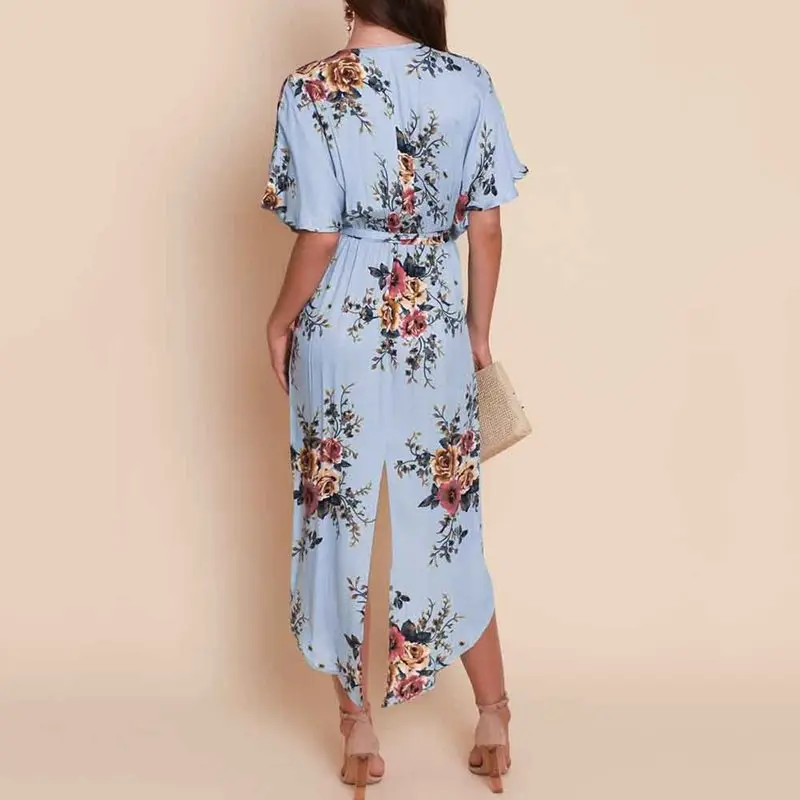 Летнее пляжное платье с цветочным рисунком женское богемное модное