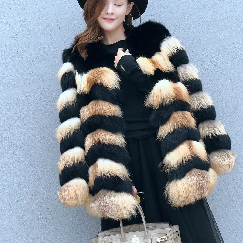 YINFEI Best Real Fox Fur Coat For Women Genuine Silver Outerwear Natural Jackets Waistcoat | Женская одежда