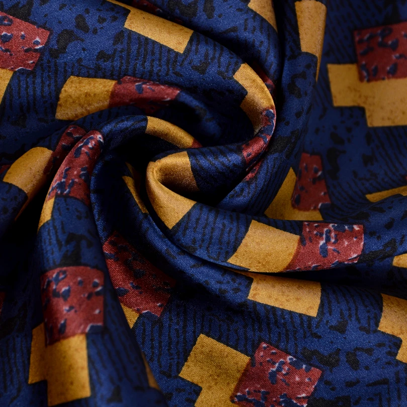 [BYSIFA] Синий Золотой мужской шелковый шарф модный двойной платок 100% шелк теплый на