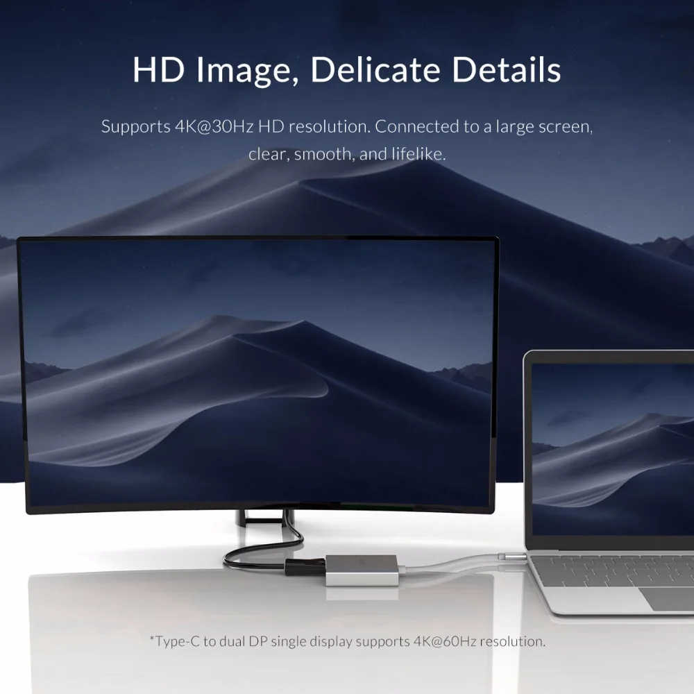 ORICO USB C к HDMI/VGA/DP концентратор для ноутбука мобильный телефон Macbook pro Алюминиевый сплав многофункциональный адаптер type C концентратор