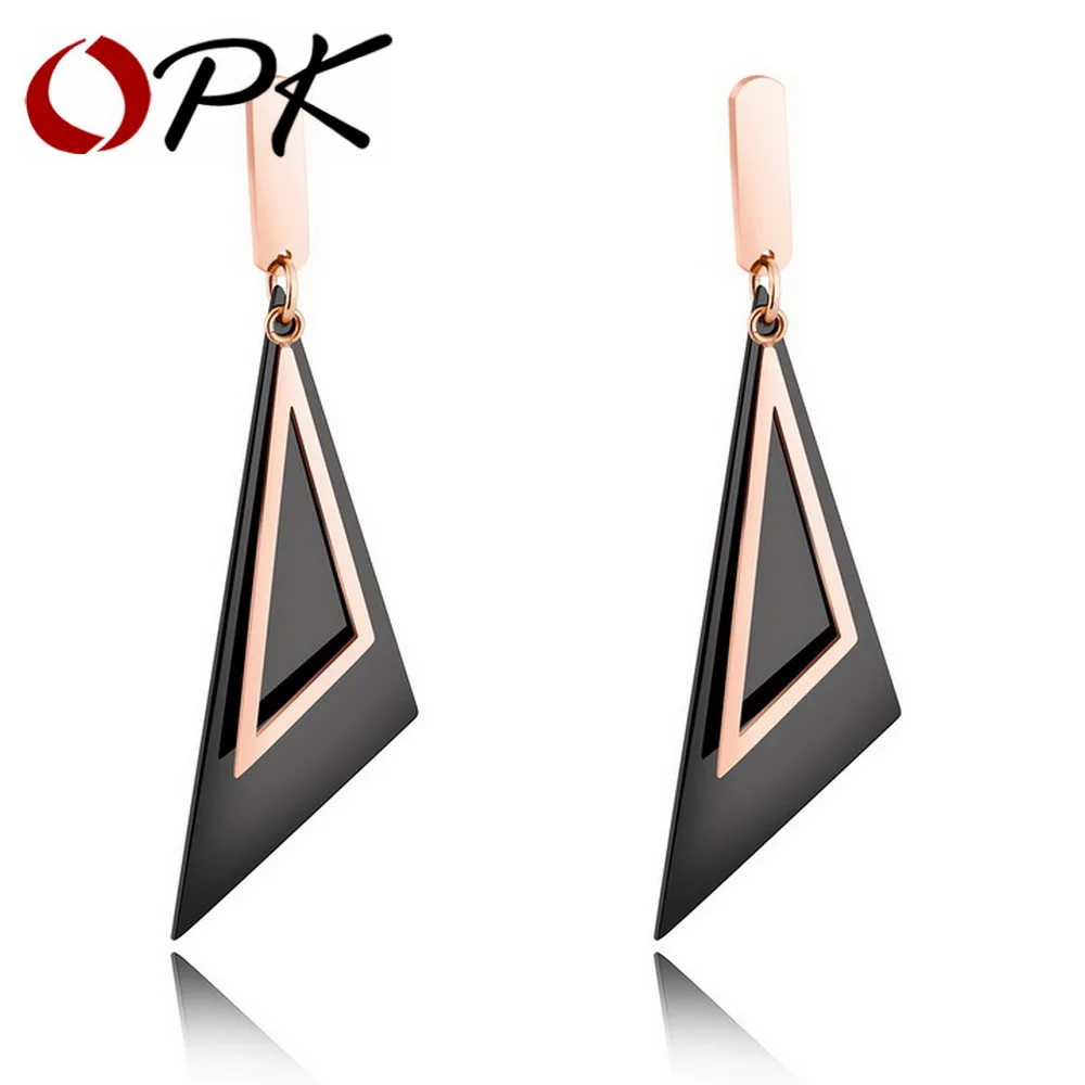 Женские винтажные треугольные серьги OPK висячие цвета розового золота