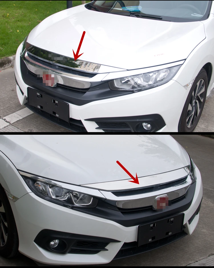 Для Honda Civic 10го поколения, нержавеющая сталь, передняя решетка двигателя, решетка решетки, капот, палочка, крышка, отделка рамы