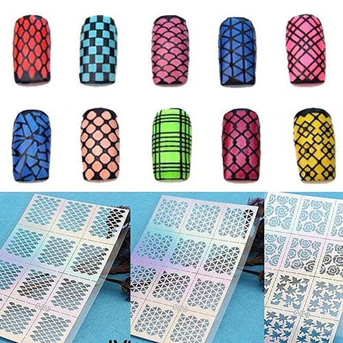 

New Nail Art Hollow Template Sticker Stamp Stencil Guide Manicure Tips Stamping Tool