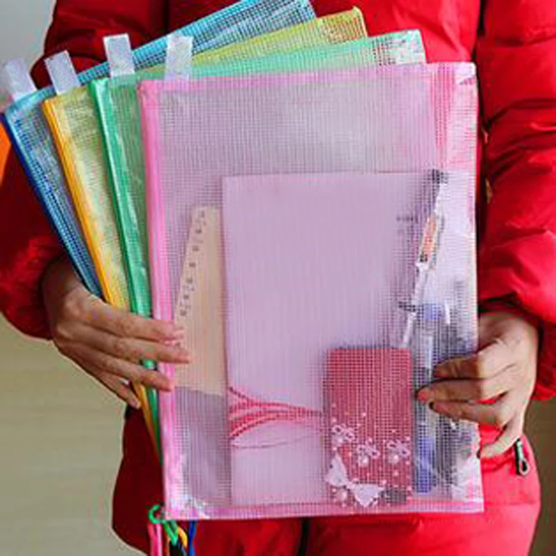 10pcs/lot Document File Bag Holder Storage Case Cosmetic Makeup Student Stationery School Supplies Pen Plastic Container | Канцтовары