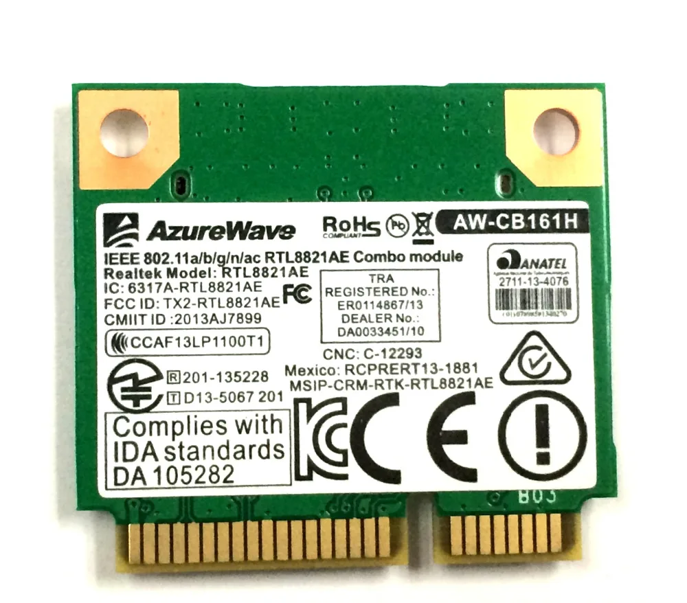 SSEA оригинальная новая AzureWave RTL8821AE AW CB161H 433 Мбит/с 802.11ac Half Mini PCI E WLAN Wi Fi BT BlueTooth 4 0