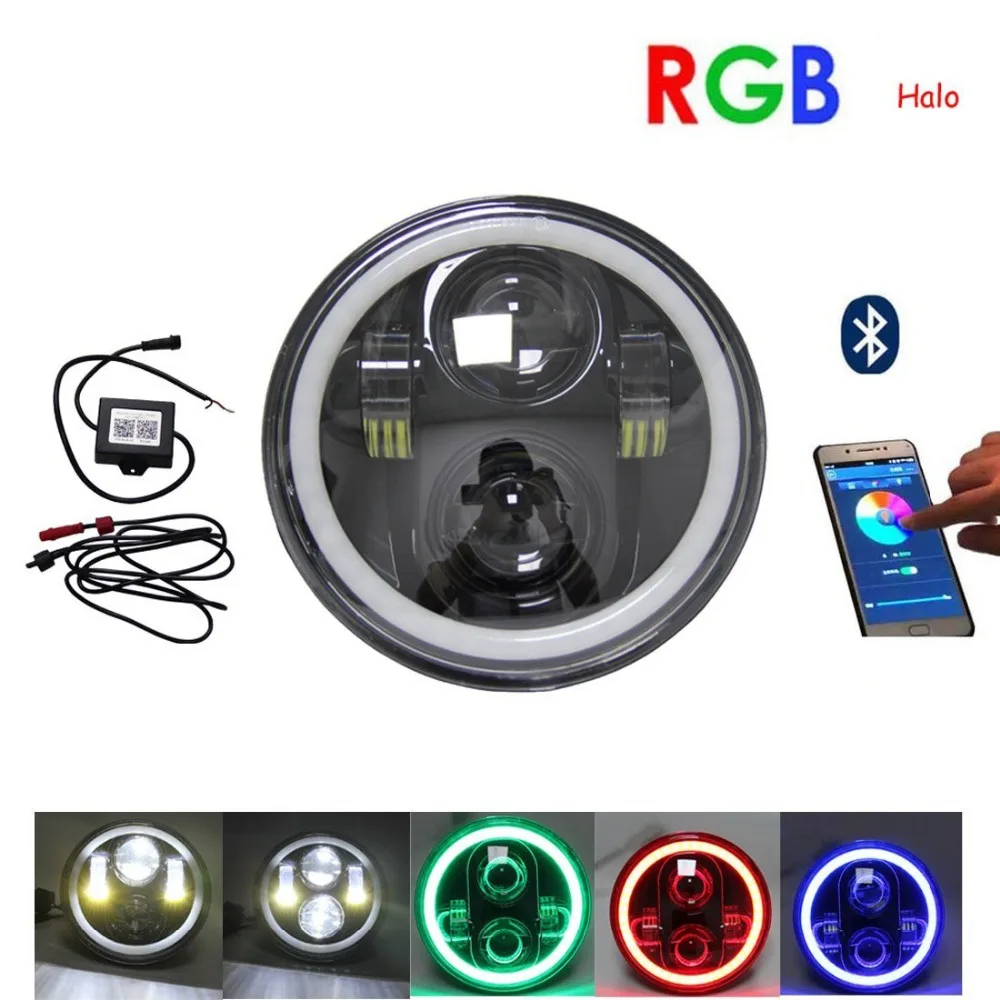 Фара мотоциклетная H4 5 3/4 дюйма 75 светодиодная Rgb лампа для Harley Softail Dyna моделей