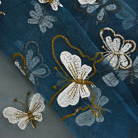 Новые тканевые шторы с вышивкой полые вышитые занавески s синего цвета для