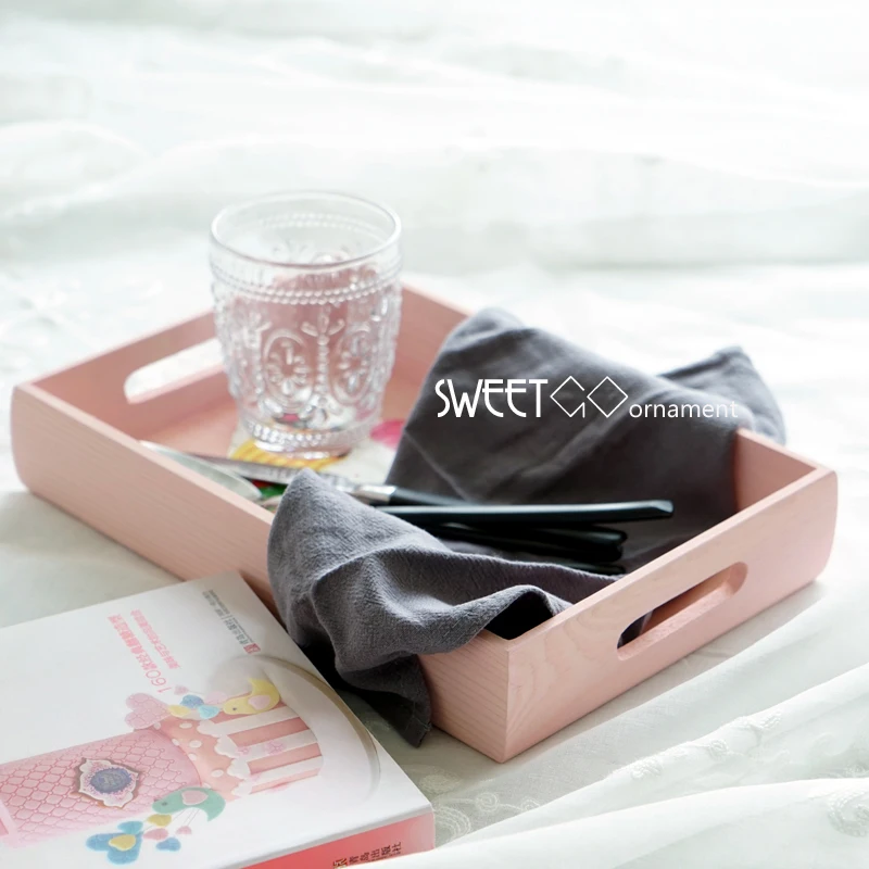 

SWEETGO Woode Macarons Tray Pink Purple Blue Handmade Rectangle Cake Tools for Party Decoration Kitchen Organizer Storage