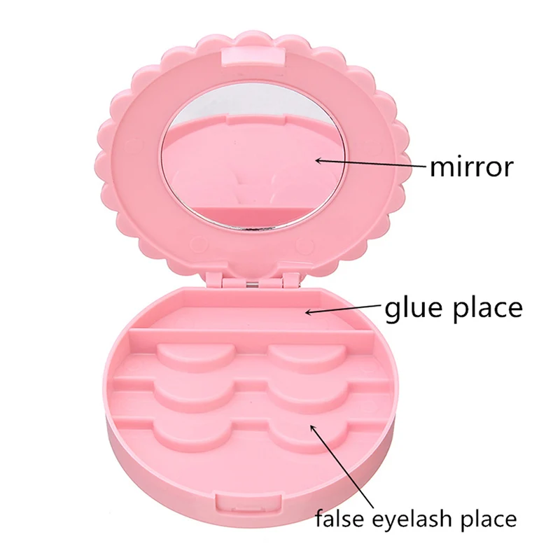False Eyelash Storage Box Makeup Tools With Mirror Case Organizer Bowknot Portable Beauty Cosmetics Plastic Box