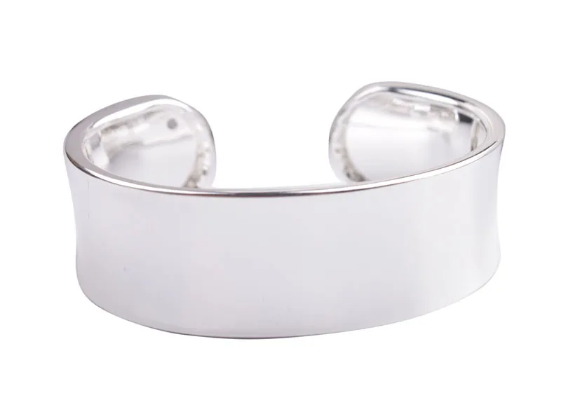 1 шт Модный яркий серебряный Гладкий широкий браслет на запястье #92359 | Украшения и