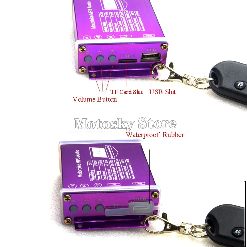 

Motorcycle Anti-Theft Audio Speakers Handlebar Audio FM Radio MP3 Music Player Scooter Chopper Cruiser Moto