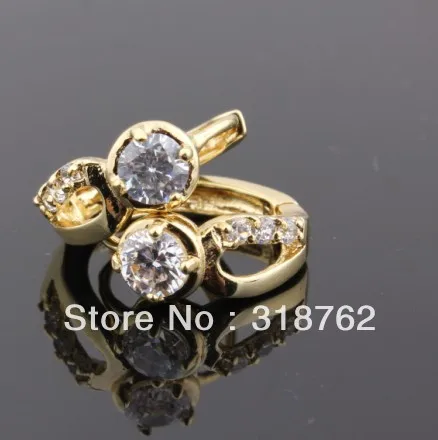 Модные ювелирные серьги женские гвоздики с фианитом желтого золота 18 карат